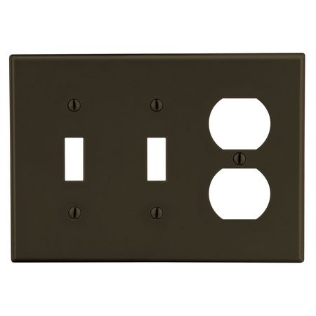 HUBBELL WIRING DEVICE-KELLEMS Wallplate, 3-Gang, 2) Toggle 1) Duplex, Brown P28